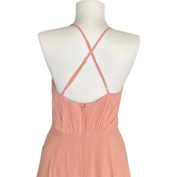 DAVID'S Bridesmade Formal Gown Size 2 Pink Chiffon 100% polyester A Line V Neck - Picture 6 of 9